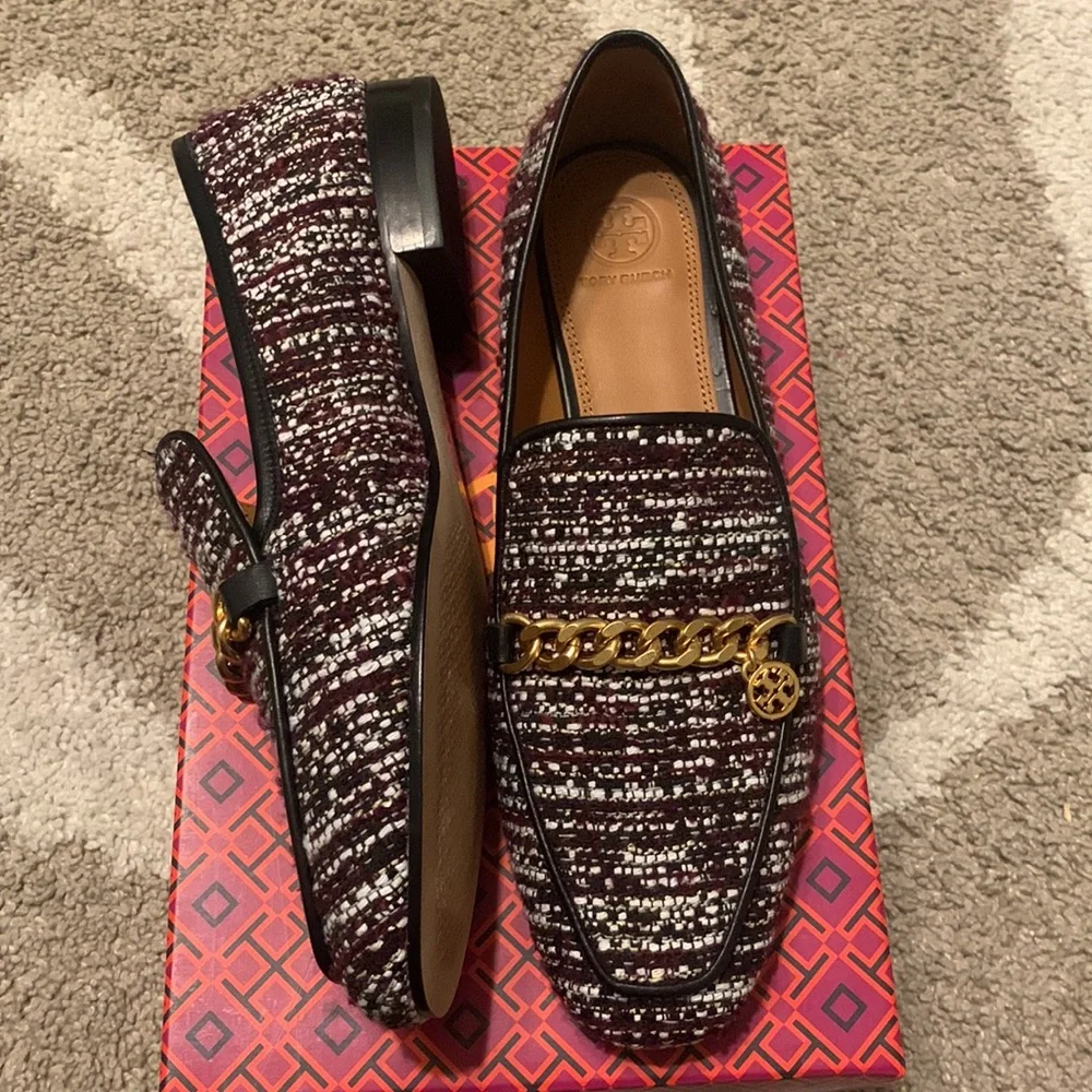 Tory Burch, Mini Benton Charm Loafer Tweed, New Claret Multi, US 9.5